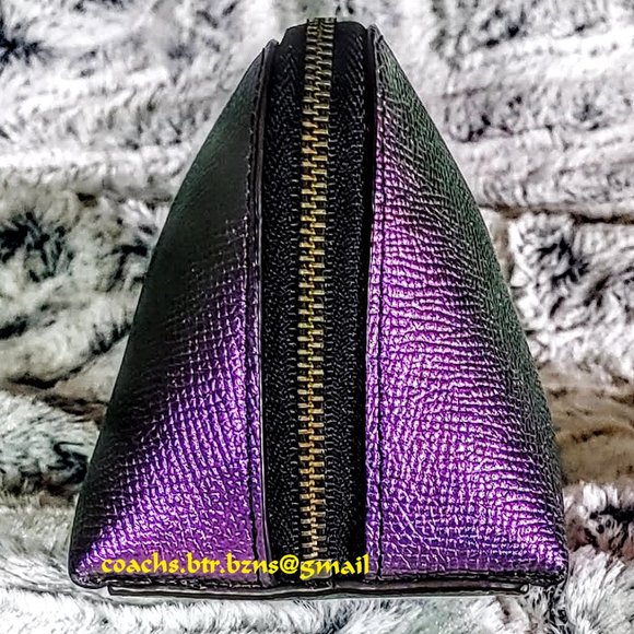 NWOT - COACH OIL SLICK/HOLOGRAM CROSSGRAIN LEATHER COSMETIC BAG (647111) - Picture 5 of 5